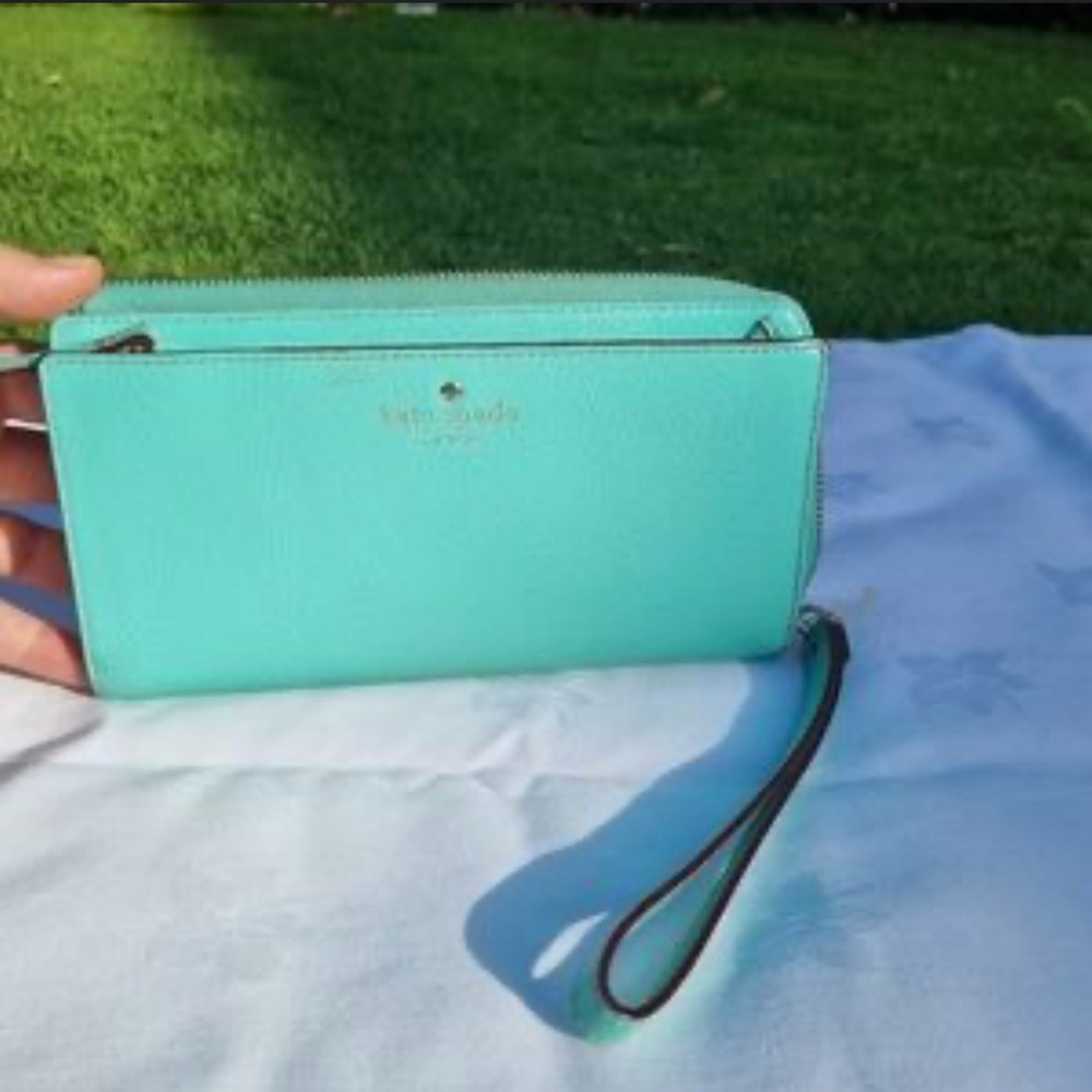 Kate Spade Turquoise Clutch Wristlet Sleek Design